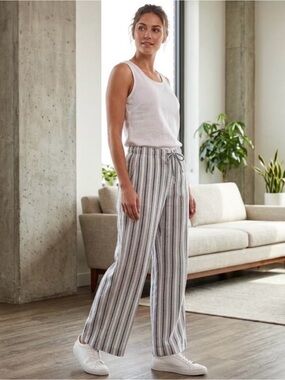 Navy and White Striped Pants
